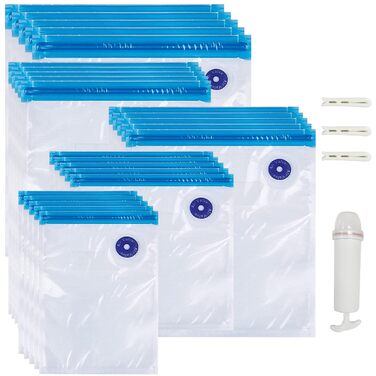 Набор из 20 вакуумных пакетов для пищевых продуктов с ручным насосом, 5 размеров YOUNGSAY