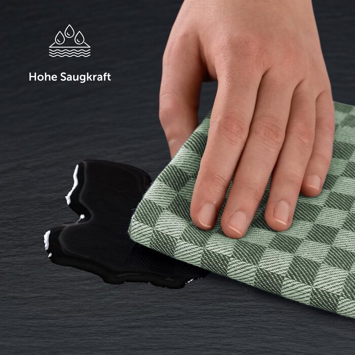 Кухонні рушники бавовняні 50 x 70 см, набір 5 предметів, зелені Blumtal