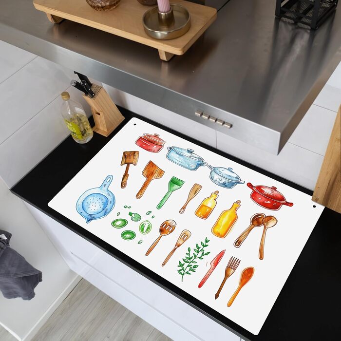 Фартух для плити, кухонний фартух, вініл, 78x52 см, декор для кухні, облицювання стіни, кришка плити - сіро-чорна (кухня - креслення, 52,7Д x 91,6Ш см)