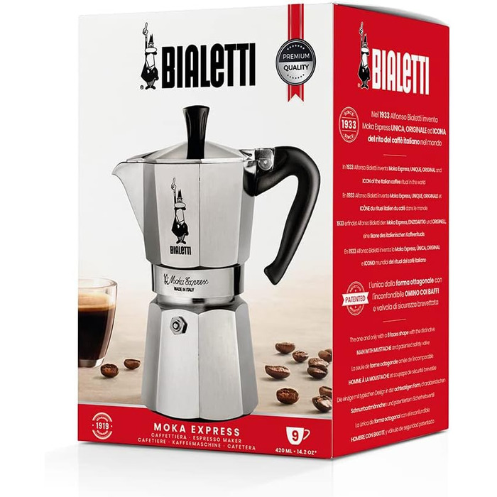 Кофеварка гейзерная 420 мл на 9 чашек Moka Express Bialetti