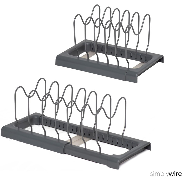 Тримач для посуду розсувний, набір 2 предмети, сірий Simplywire