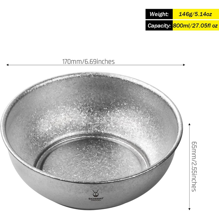 Серебряные лоханки для кемпинга 800 мл SILVERANT