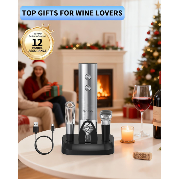Електричний акумуляторний відкривач для вина 6-в-1 CIRCLE JOY