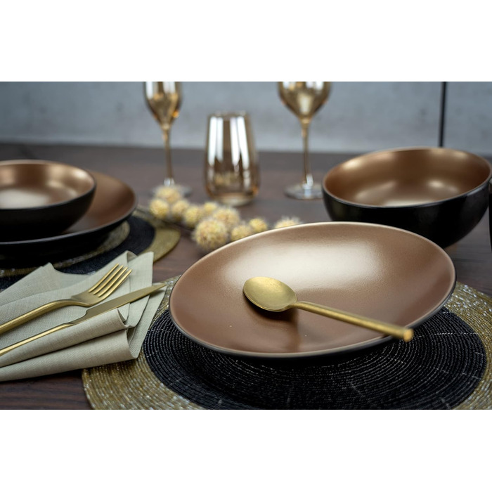Набор посуды на 4 персоны, 16 предметов, черная медь, Glamour Gold Creatable