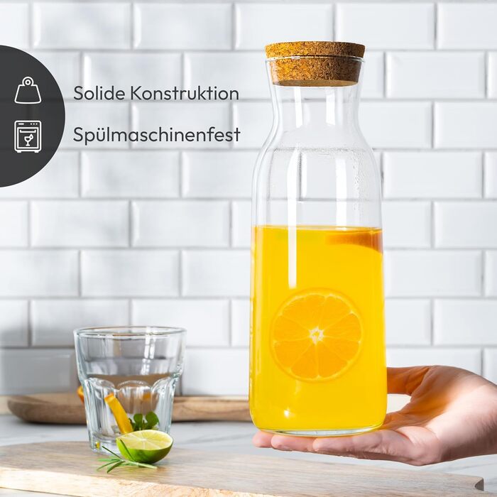 Скляний графин 1 л з кришкою 3 шт KONZEPT