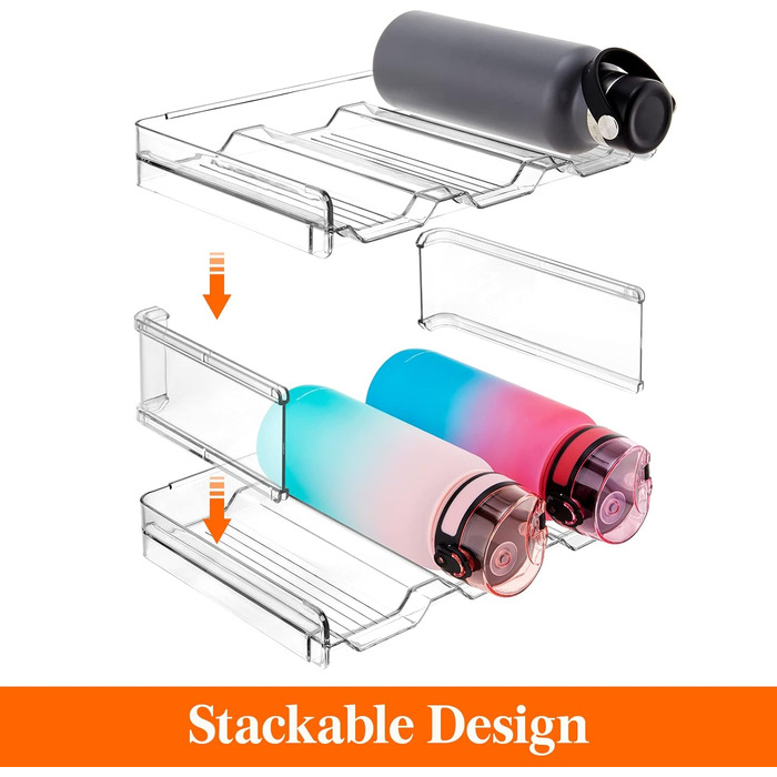 Штабельований тримач для пляшок Lifewit для шафи, морозильної камери, комори - Пластиковий тримач для пляшок з водою для кухонної стільниці, шафи, офісу - упаковка з 2 шт. , кожна полиця вміщує 3 контейнери
