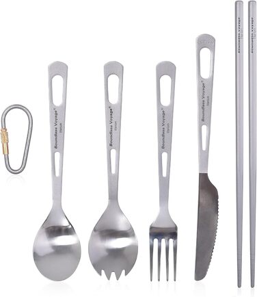 Безмежна подорож Титановий посуд Кемпінговий ніж і виделка Ложка Домашнє використання Набір столових приборів для подорожей для кемпінгу (Ti1546BQ)