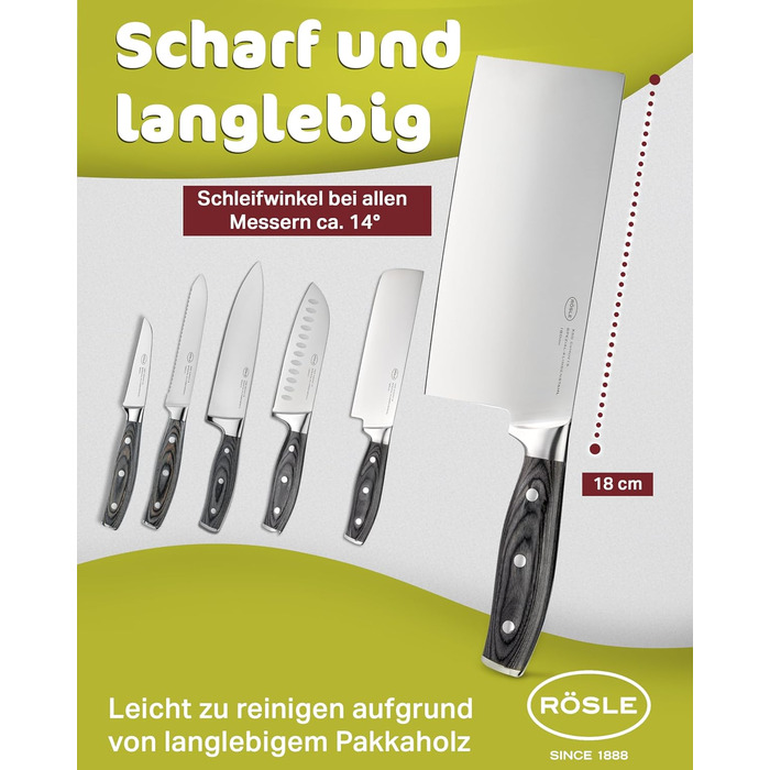 Китайський кухарський ніж 18 см Wolfgrey Rosle