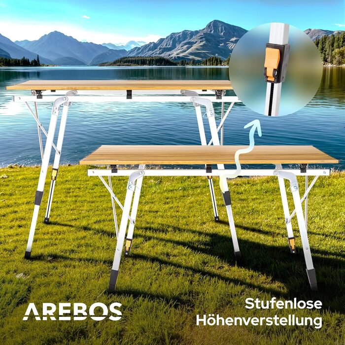 Складной кемпинговый стол 90x51,5 см коричневый Arebos