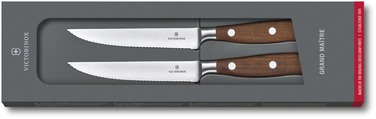 Кухонний ніж Victorinox Grand Maitre Wood Steak Set 2 шт лезо 12см хвил. з дерев. ручкою у подар.упак.