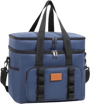 Водонепроникна термосумка для пікніка для кемпінгу, походів на пляж, регульований ремінь, містке відділення-холодильник, конструкція для зберігання, ізольовані продукти для використання на свіжому повітрі (синя)