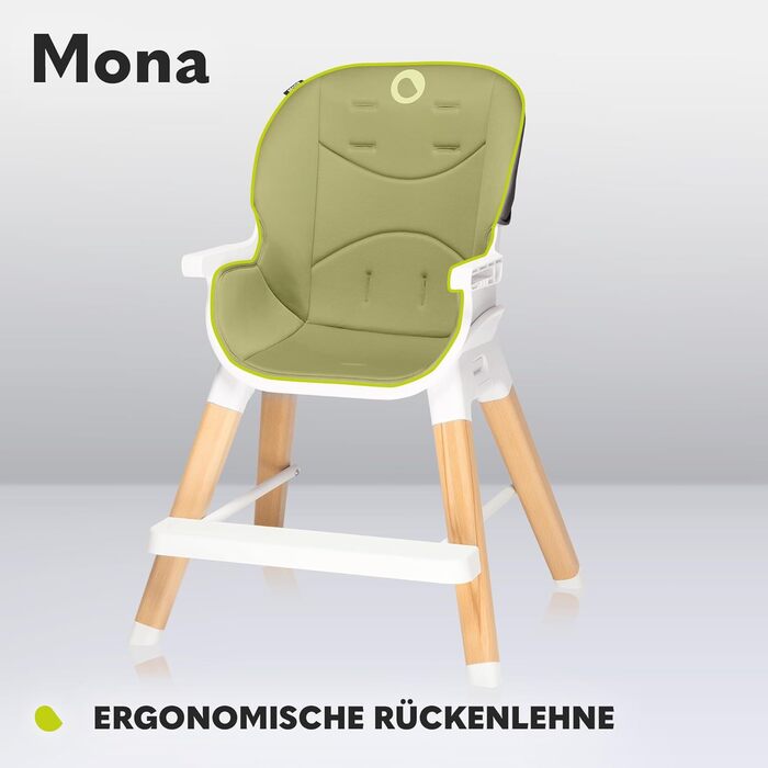 Дитячий стільчик для годування 4-в-1 від 6 місяців сірий Mona Lionelo