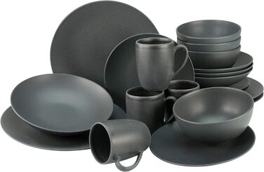 Набір посуду на 4 персони, 20 предметів, чорний Soft Touch Black Creatable