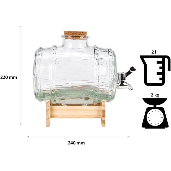 Стильный диспенсер в форме бочонка 2 л SUPERBUTELKI.PL