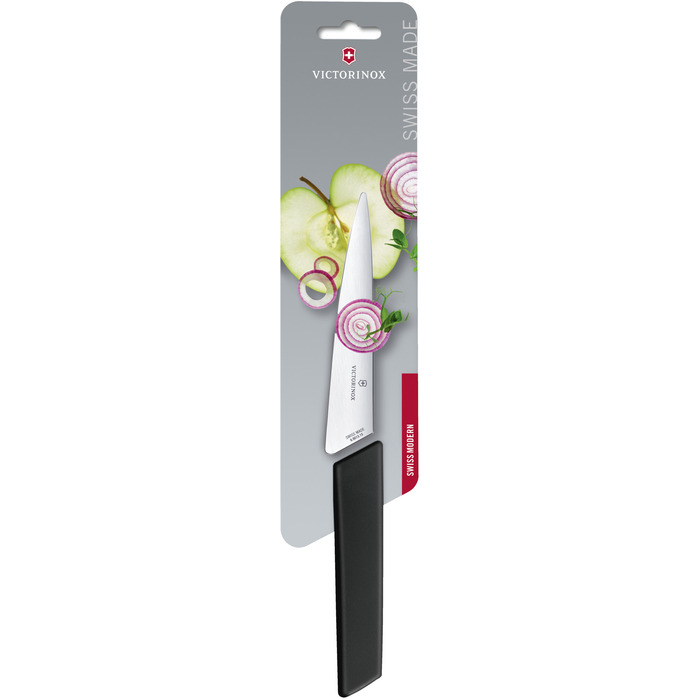 Кухонний ніж Victorinox Swiss Modern Kitchen лезо 15см з чорн. ручкою (блістер)