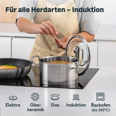 Набір каструль з нержавіючої сталі 3,5 л та 5,8 л зі скляними кришками, 2  предмети Silberthal