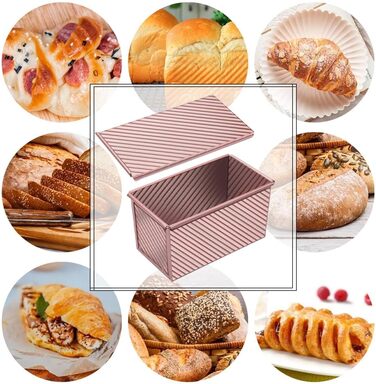 Форма для выпечки хлеба тостов с крышкой 20,8x12x11 см, розовое золото PuretéavHom