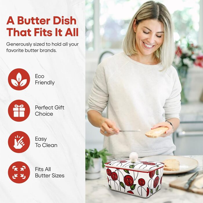 Маслянка з кришкою, китайська кераміка, з гарними акварельними мотивами, розроблена галереєю Дженніфер Роуз для Busy Bees (Mackintosh)