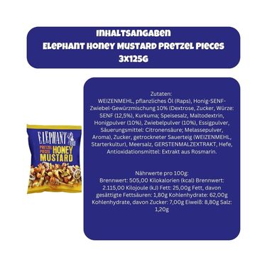 Хрусткі шматочки кренделя з медово-гірчичним смаком 3 x 125 г Elephant