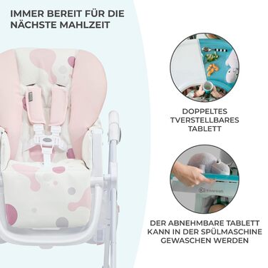 Дитячий стільчик для годування з перших місяців життя рожевий YUMMY kk Kinderkraft