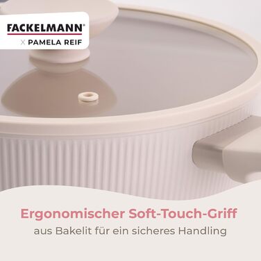 Кастрюля 24 см с ребристым дизайном со стеклянной крышкой, пастельно-бежевый Pamela Reif Fackelmann