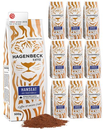 Кава - Кав&39ярня - Смажена кава - Мелені кавові зерна - 250 г - 100 арабіка - Ароматна - Традиційна кавова суміш (Hanseat, 500 г (10 шт.))