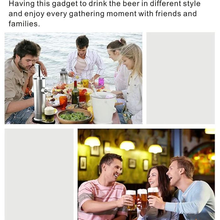 Міні-пивоварня для розливного пива з банок, піноутворювач для пива, компактний диспенсер для пива. Перетворіть кожну банку на справжнє розливне пиво Ідеальний подарунок чоловікові на день народження, День батька або для любителя пива. Сріблястий колір.