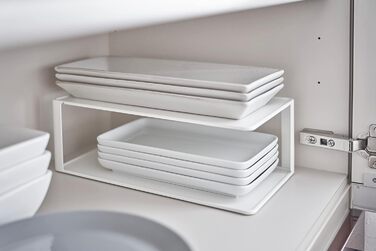 Прямокутна підставка для посуду Yamazaki 5641 TOWER, біла, сталева, мінімалістичний дизайн