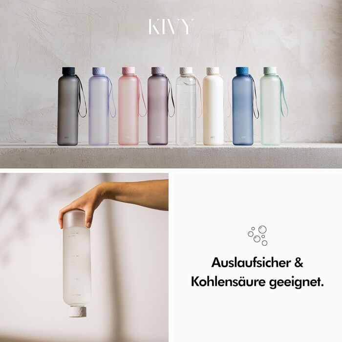 Пляшка для води 1 л тританова, прозора вишня KIVY