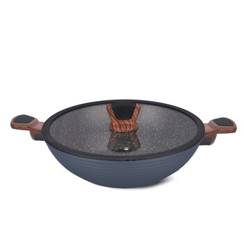 Вок Fissman DIAMOND GREY 3,6 л со стеклянной крышкой (14302)