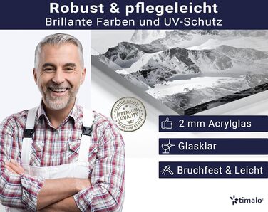 Кухонний фартух timalo зі скляним виглядом Акрилове скло 2 мм Бризкозахисна стіна для плити, скляний фартух, акрилові скляні стінові панелі, захисна панель для фартуха Бетонно-блакитно-сірий (60x52 см, 236- Гори Чорно-білий)