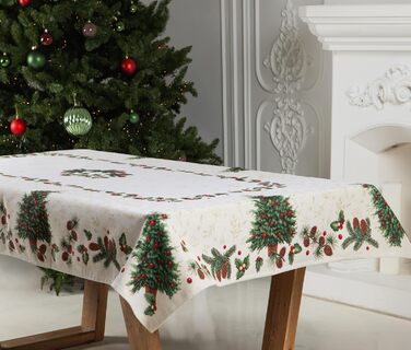 Різдвяна гобеленова скатертина Home of Christmas Скатертина на Різдво та Новий рік (Зелена ялинка (без блискіток), 140x240 см)