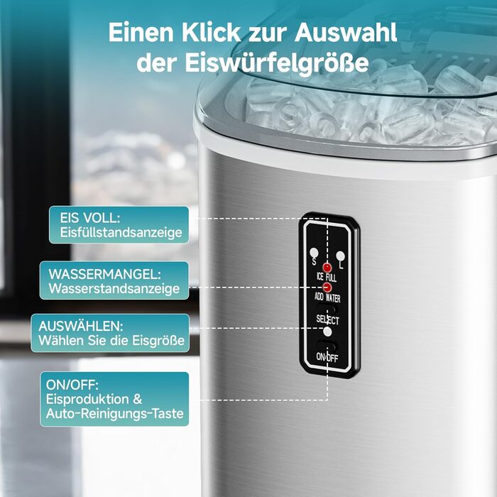 Компактный льдогенератор 1,2 серебряный EUHOMY