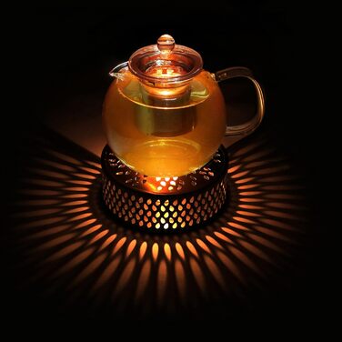 Стеклянный чайник Creano 1,3 л, стеклянный чайник из 3 частей со встроенным ситечком из нержавеющей стали и стеклянной крышкой, идеально подходит для приготовления чая наливом, без капель, все в одном (1,3 л подогреватель)