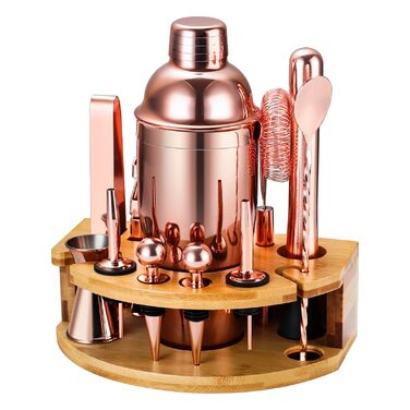 Набір для коктейлів 12 предметів рожеве золото Lebarstor