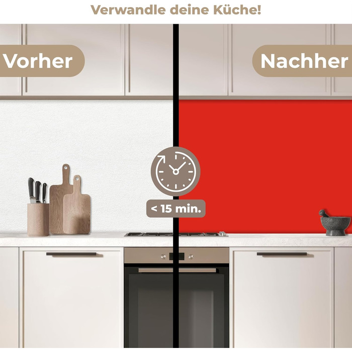 Кухонний фартух 60x250 см, самоклеючий фартух, кухонний фартух, кухонний фасад, самоклеючі кухонні фартухи - Осінь (Червоний - Колір, 60 x 500 см)