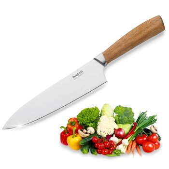 Набір кухонних ножів Kuppels WOOD, 3 предмети шеф-ніж, ніж універсальний та ніж для овочів з ручкою з акації, надзвичайно гострі ножі з хромо-ванадієвої сталі, професійний набір для мяса та овочів (шеф-ніж)