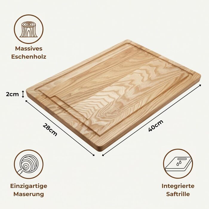 Разделочная доска из массива ясеня 40 x 28 см INNOVAHOME FURNITURE BY W