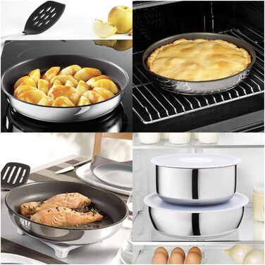 Набір посуду для індукційного приготування Tefal Ingenio Preference On, 15 предметів, зі знімною ручкою, що штабелюється, економить місце, з антипригарним покриттям, простий у використанні та чищенні, L97495 Набір посуду для каструль та сковорідок (Набір 