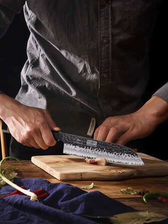 Кухонний ніж ручного кування, лезо 18 см HOSHANHO Santoku