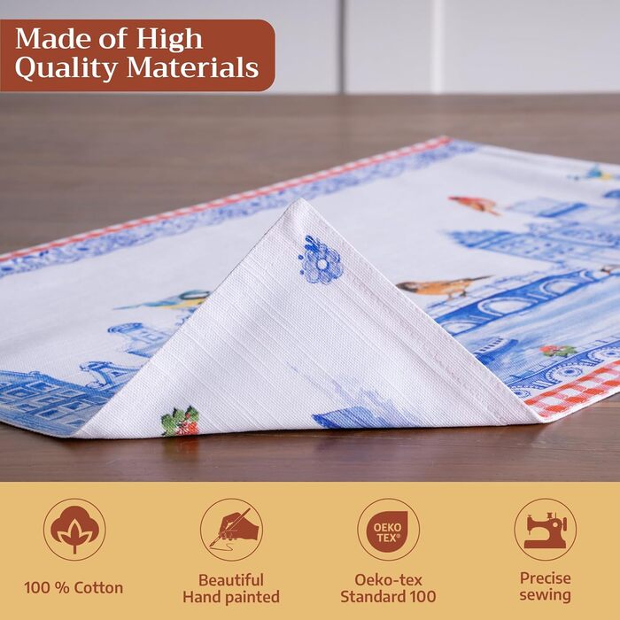 Серветки Maison d&39Hermine зі 100 бавовни, набір з 4 шт. , декоративні серветки, пасхальні серветки, які можна прати, для свят, вечерь, весни, літа (33 см x 48 см) (013 - Амстердамські канали)