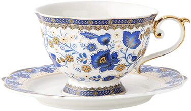 Набір чашок для чаювання з кістяного фарфору fanquare Blue Flower, вінтажна порцелянова кавова чашка з блюдцем, 200 мл
