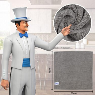 Серветки з мікрофібри 32 х 32 см, набір 12 предметів, сірі MR.SIGA