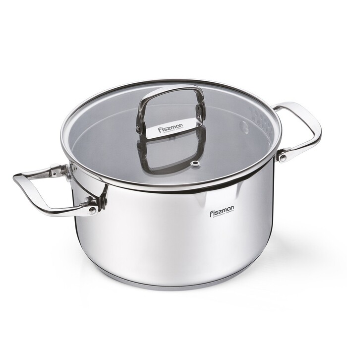 Кастрюля Fissman ADELIE 20x11,5 см/3,5л со стеклянной крышкой нерж. сталь (5226)