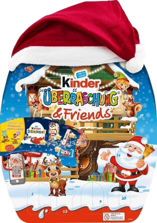 Адвент-календар із 24 шоколадними делікатесами, 370 г Surprise & Friends Kinder
