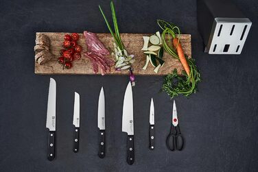 Набор из 5 ножей с ножницами и затачивающим блоком, черный Gourmet Zwilling
