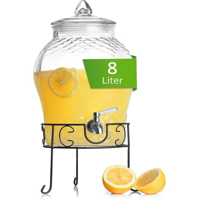 Скляний диспенсер для напоїв з краном 8 л astor24