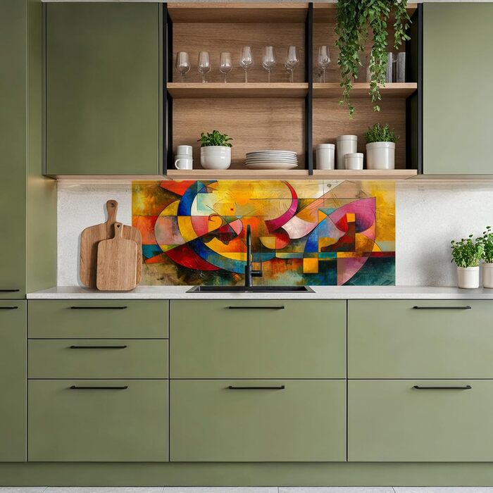 Кухонний фартух 60x80 см Самоклеючий настінний захисний екран для кухні Кухонний фартух Кухонні фасади Кухонні фартухи Кухонна стіна Вода - Пейзаж - (Мистецтво - Абстрактне, 80 x 150 см)