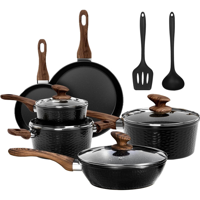 Набор кухонной посуды, 12 предметов, черный DishDelight