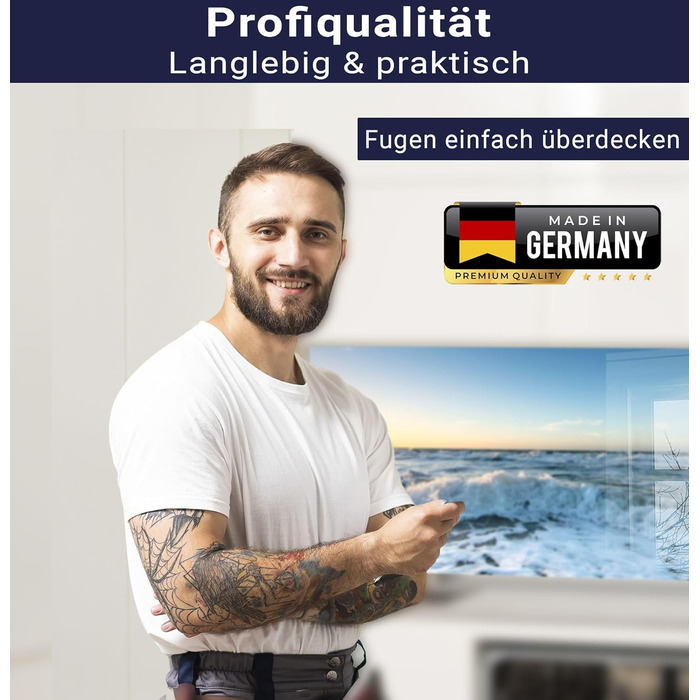 Кухонний фартух Timalo зі скляним виглядом Північне море, очерет, захід сонця, океан, солома 2-мм акрилове скло Бризкозахисна стіна для плити, скляний кухонний фартух, акрилові скляні стінові панелі, захисна панель для фартуха (120 x 80 см, 313- Хвилі на 